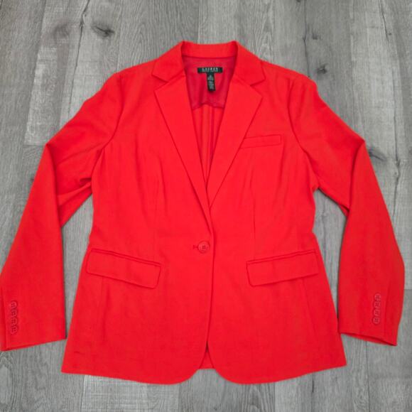 Lauren Ralph Lauren Red Blazer Sz 12 Workwear Office Christmas Holiday Preppy - Picture 4 of 10